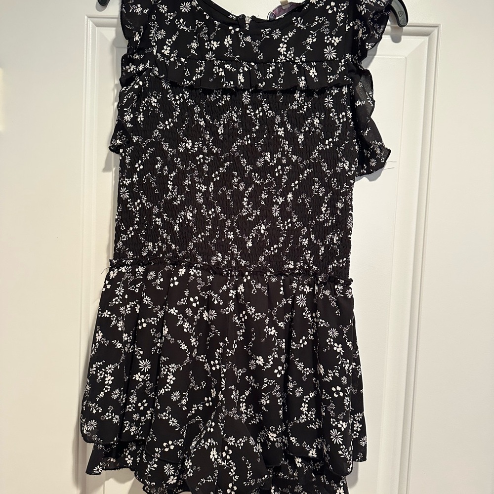 Black Floral Ruffle Romper by Truly Me